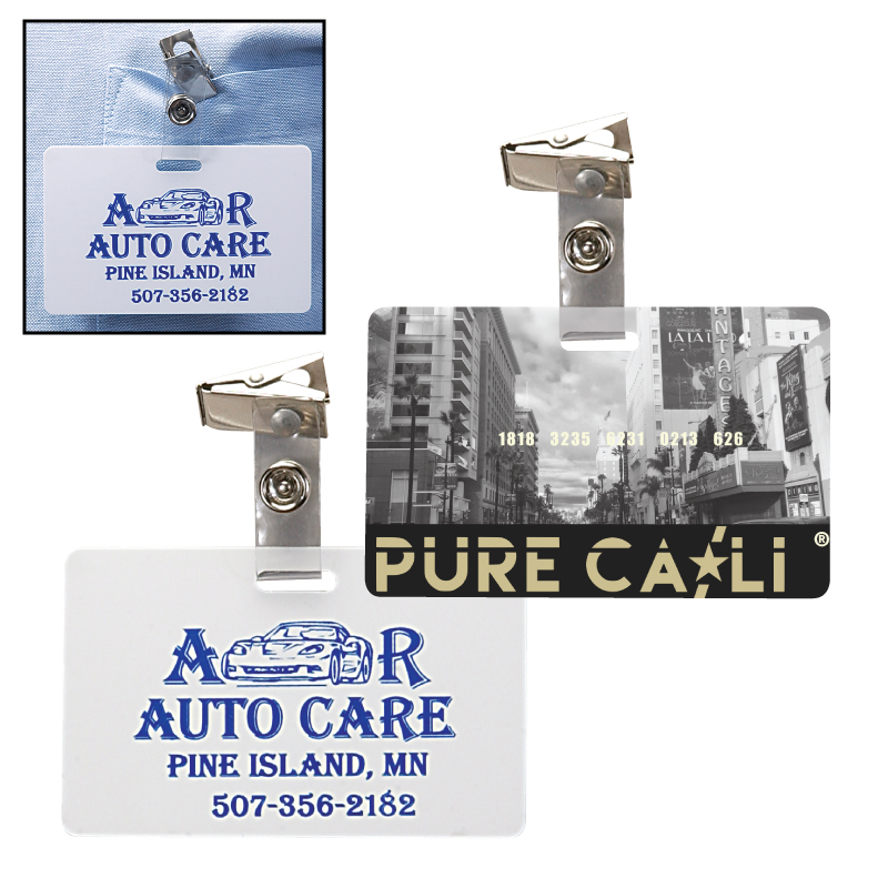 Horizontal Plastic ID Card w/ Badge Clip
