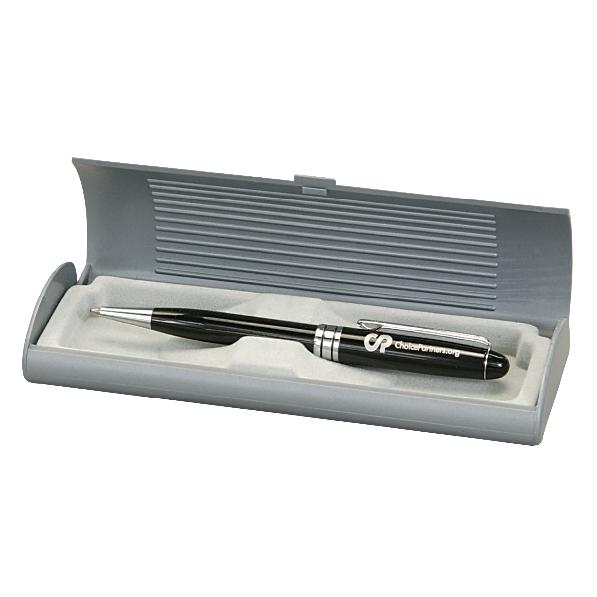 Deluxe Gray Accented Plastic Pen Gift Box