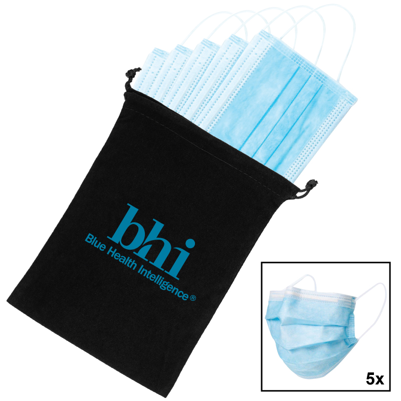 5 Pack Standard Disposable Face Masks