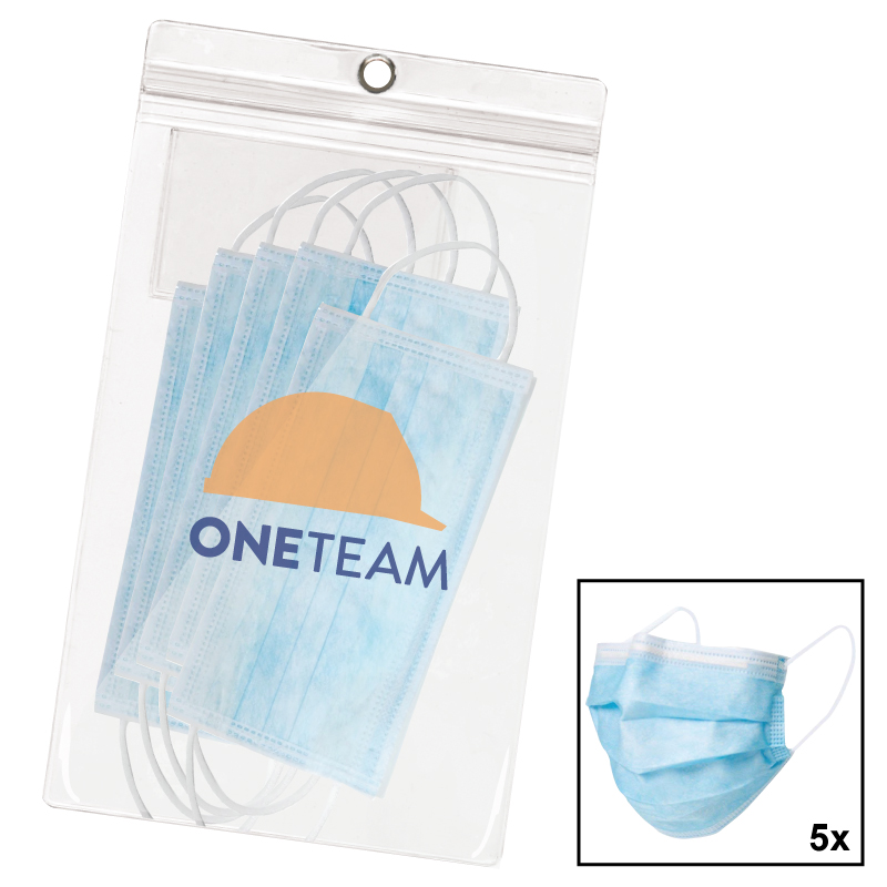 5 Pack Standard Disposable Face Masks