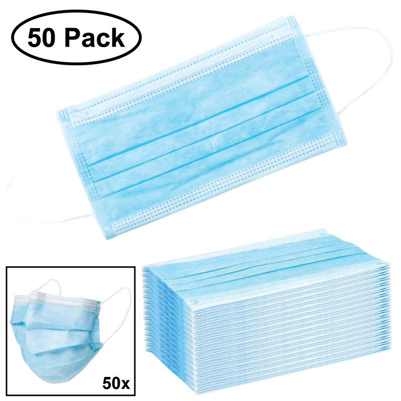 50 Pack Standard Disposable Face Masks