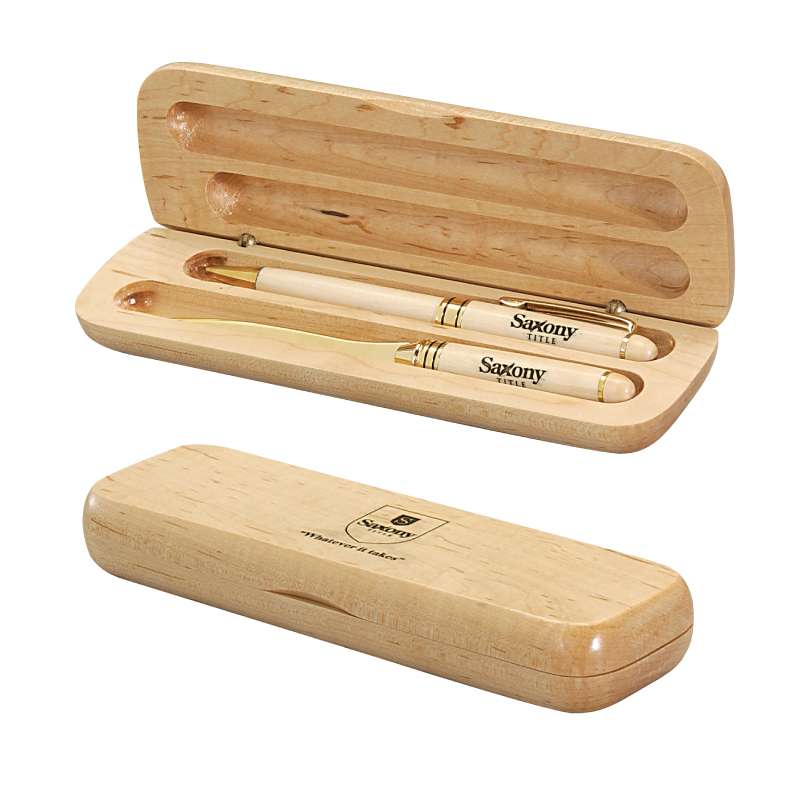 Maplewood Case w/Pen & Letter Opener Gift Set