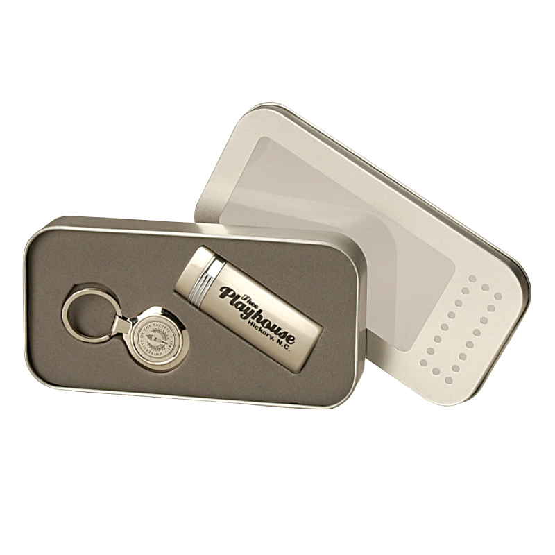 Metal Lighter & Key Tag Gift Set