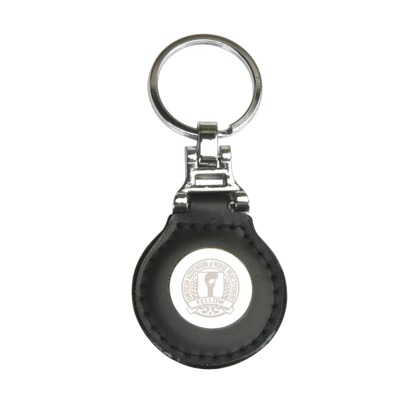 Leatherette & Metal Circle Keytag