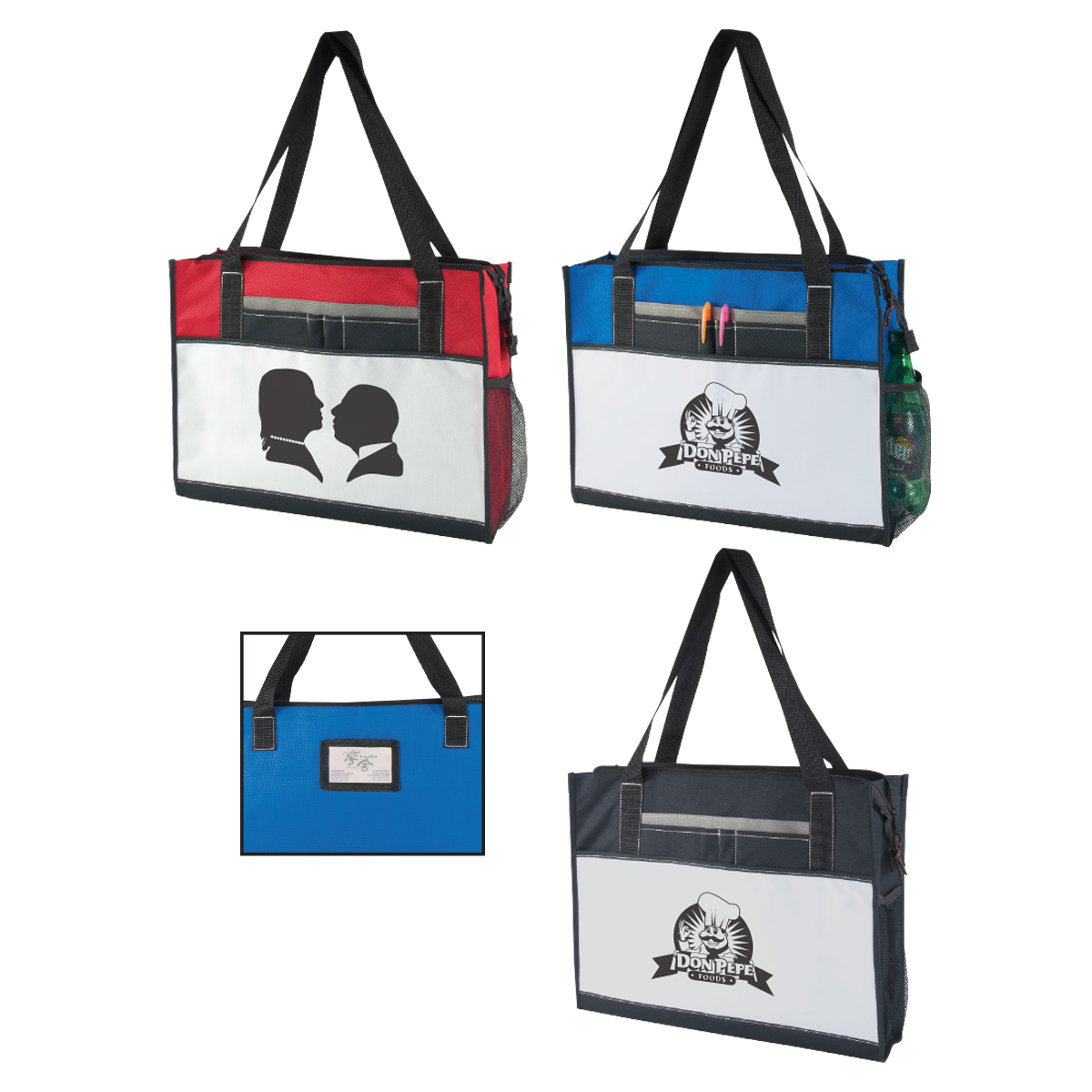600D Polyester Tote Bag w/Zipper