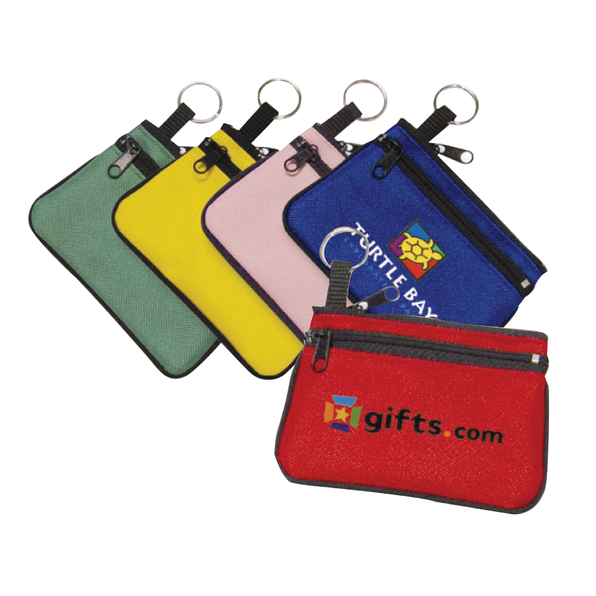 600D Polyester Double Zipper Coin Pouch