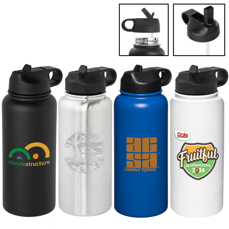 32oz Vacuum Insulated Stainless Steel Water Bottle Black - All in Motion™